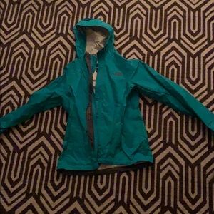 North face teal raincoat !